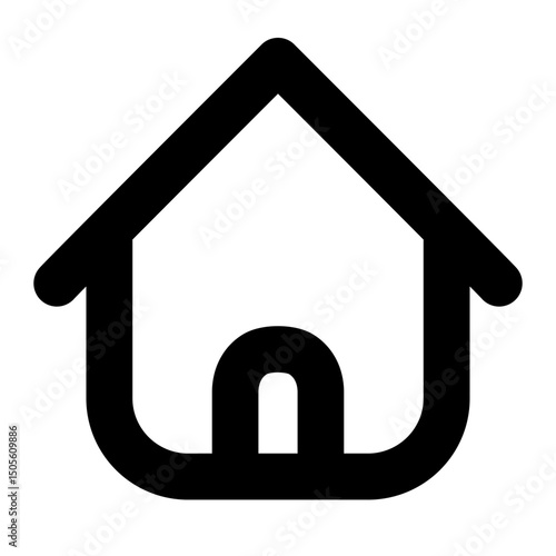 Flat Home Door Icon – House with Door Symbol for Architecture UI