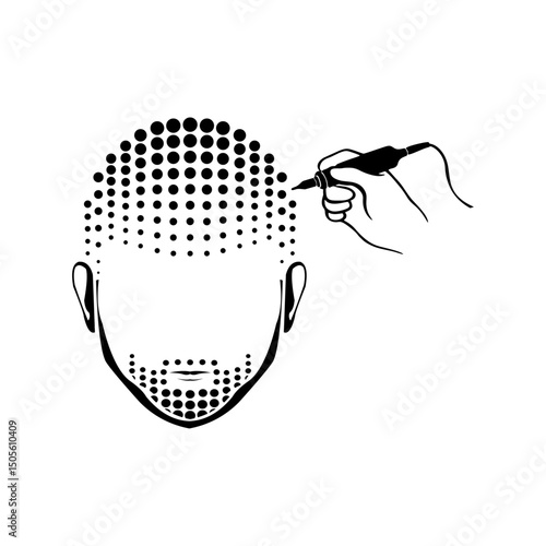 Scalp Micropigmentation Logo Design – Hair Tattoo Treatment Illustration
