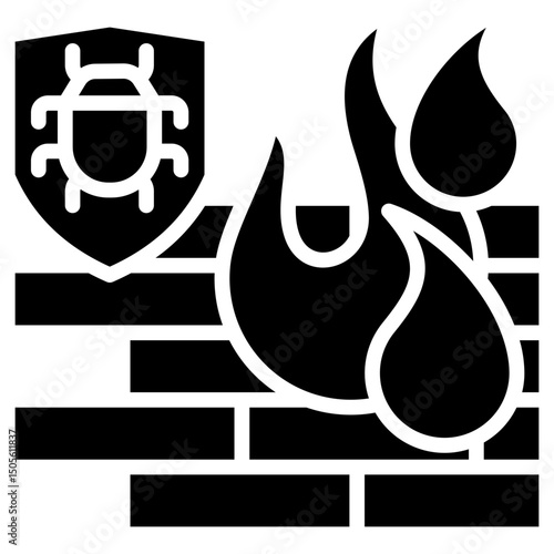 Firewall Security glyph icon