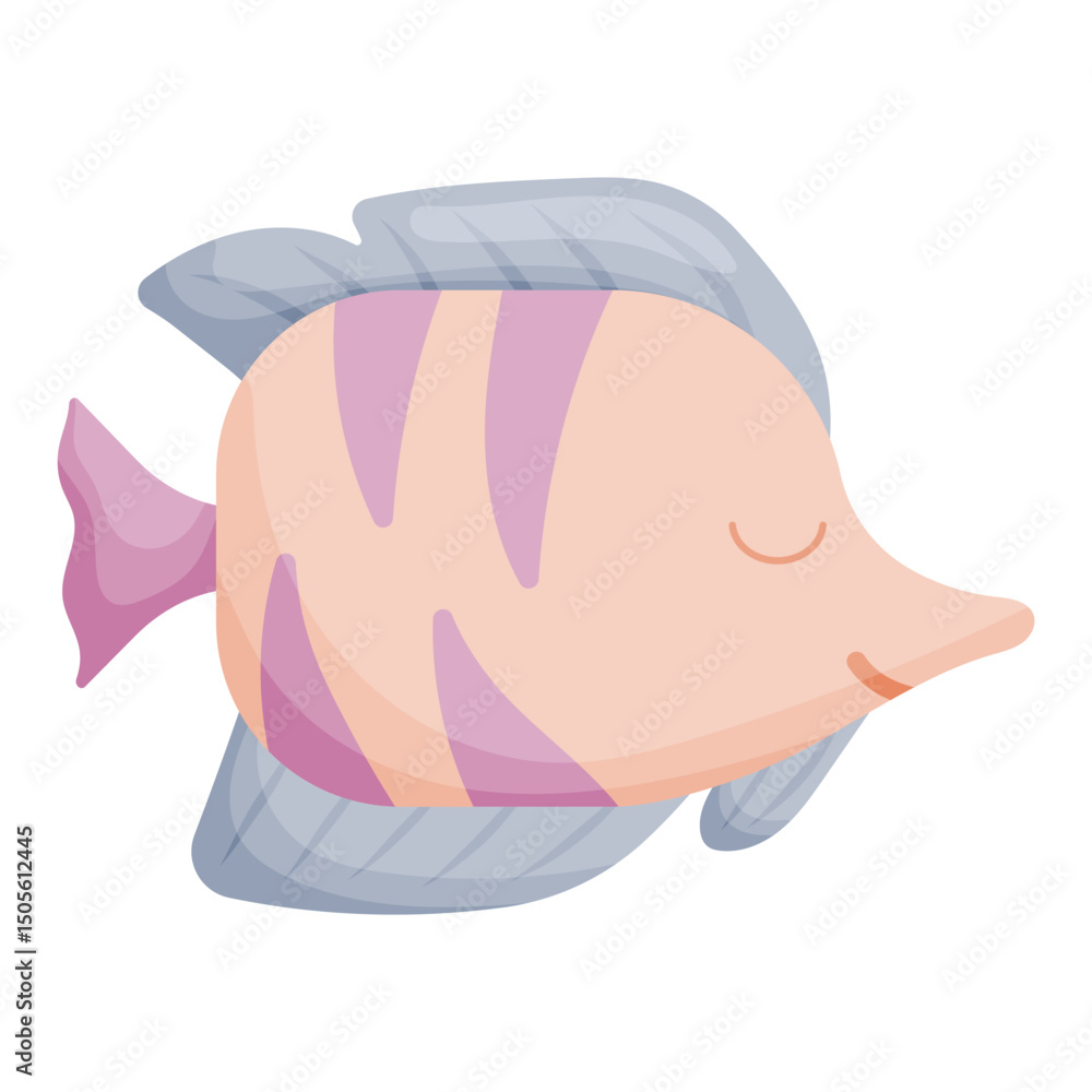Cute Snouted Fish Flat Vector Illustration Art Cute Snouted Fish Flat Vector Illustration Art