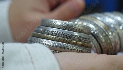 Stacked Silver And Gold Rings On Hands