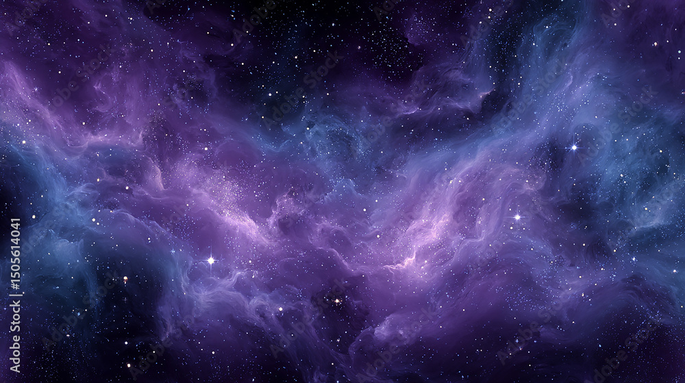 Obraz premium A breathtaking view of a vibrant purple and blue nebula with countless stars in the vast expanse of space