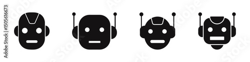 Robot icon set. Help bots collection.
