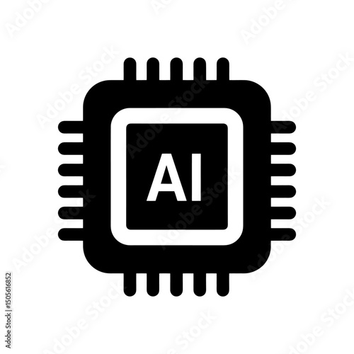 Cpu chip icon. Ai, processor.