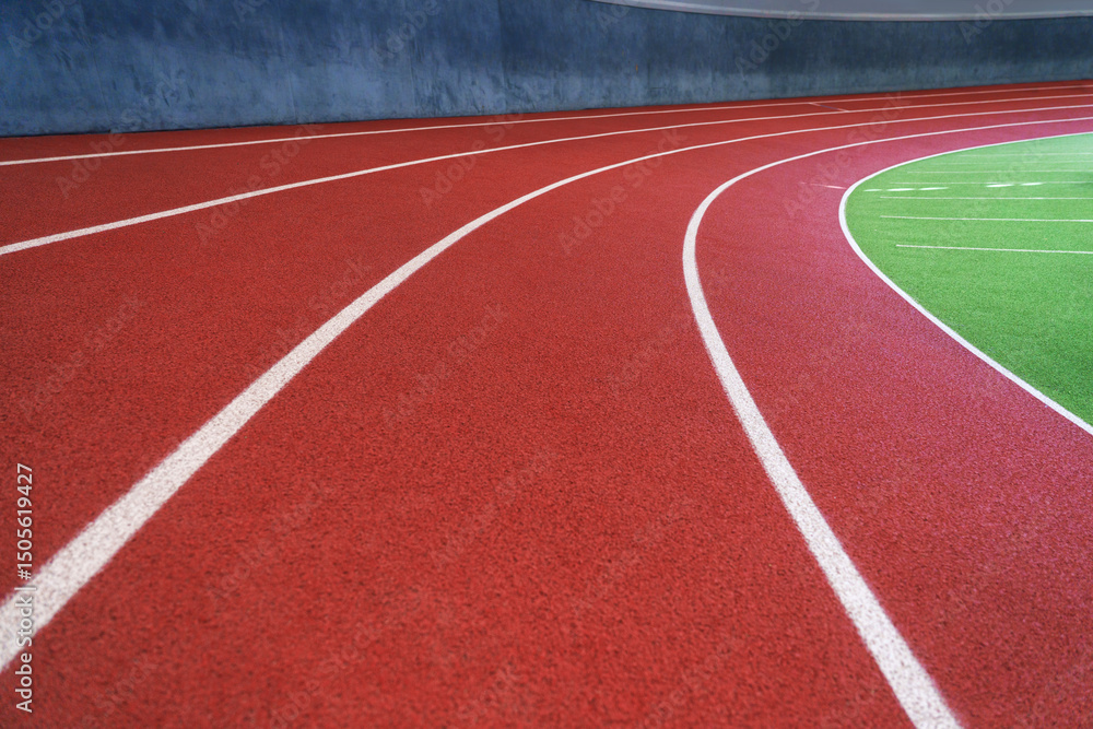 Fototapeta premium asphalt texture in the athletics stadium or road with white paint start text - forward.