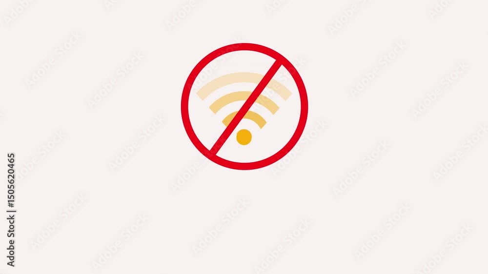 Wifi Disconnected icon with black background, Wi-Fi no internet connection, Wi-Fi no signal indicator, 4k video Wifi Disconnected icon with black background, Wi-Fi no internet connection, Wi-Fi no signal indicator, 4k video