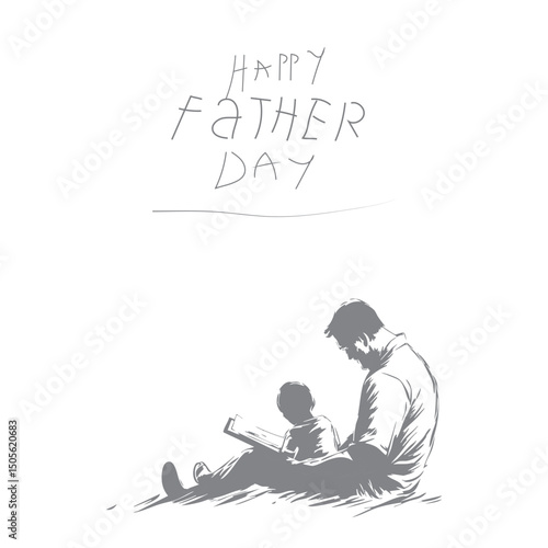 Simple line drawing of a father playing with his son, conveying love, happiness, and family bonding, ideal for Father’s Day visual projects and designs.