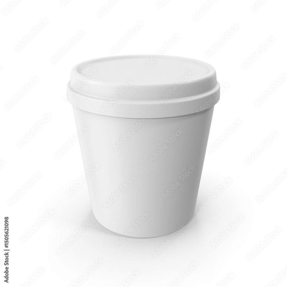 White Plastic Food Container with Lid Isolated on Transparent Background White Plastic Food Container with Lid Isolated on Transparent Background