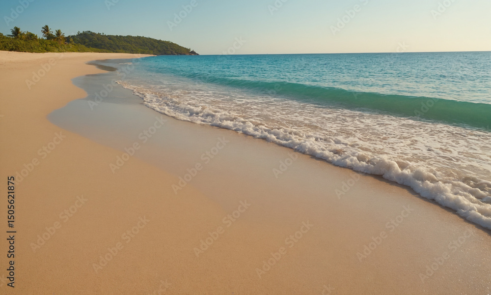 Obraz premium 바닷가 풍경 빛나는 모래사장 멋있는 바다가 파도와 모래사장 풍경