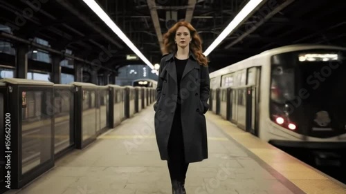 Wallpaper Mural Woman strides through subway station Torontodigital.ca