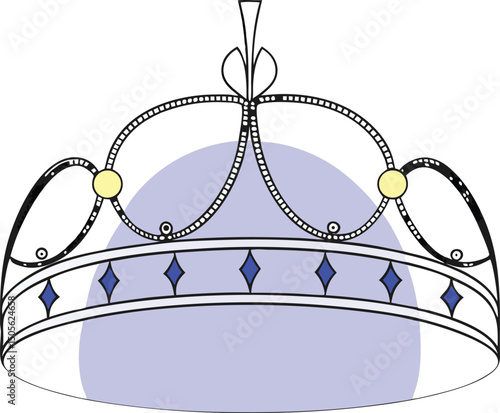 Elegant royal crown illustration with blue gemstones suitable for various designs