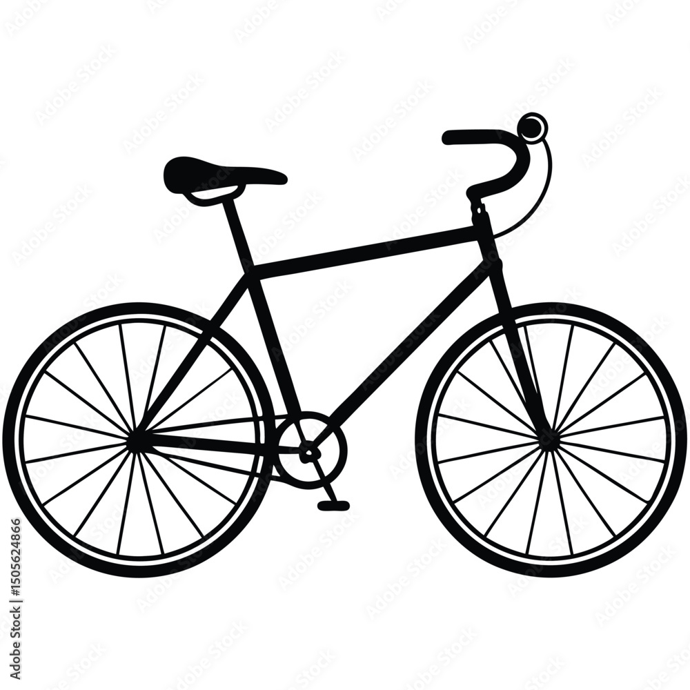 Simple Black and White Bicycle Illustration Simple Black and White Bicycle Illustration
