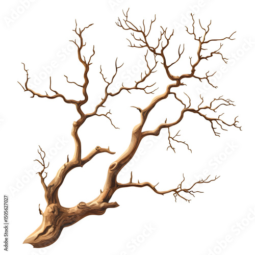 Intricate Shapes and Textures of a Dry Tree Branch