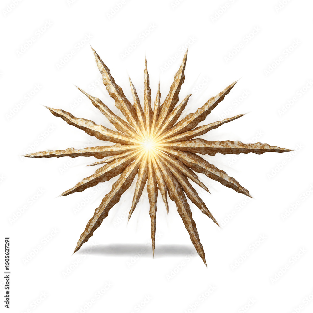 Fototapeta premium Stone starburst golden mineral on transparent background transparent background isolated png stock