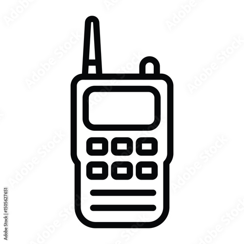 A simple, bold line art icon of a walkie-talkie.  Perfect for communication and technology concepts.