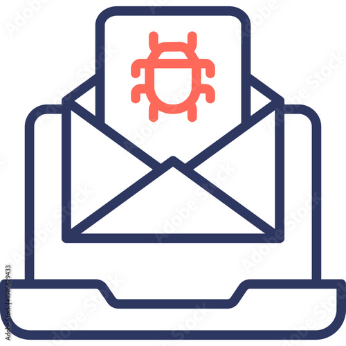 Email Virus line color icon