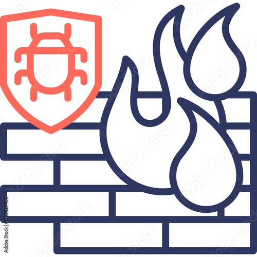 Firewall Security line color icon