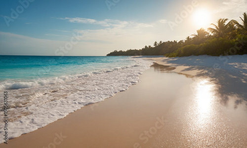 바닷가 모래사장과 아름다운 풍경 파도