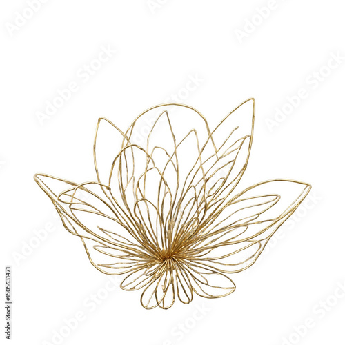 Wire petal brass tone on transparent background transparent background isolated png stock
