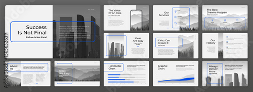 Creative Powerpoint presentation template. Modern Keynote presentation background, brochure cover design, pitch deck, proposal, agenda, annual report, Google slides, company profile, brand guidelines.