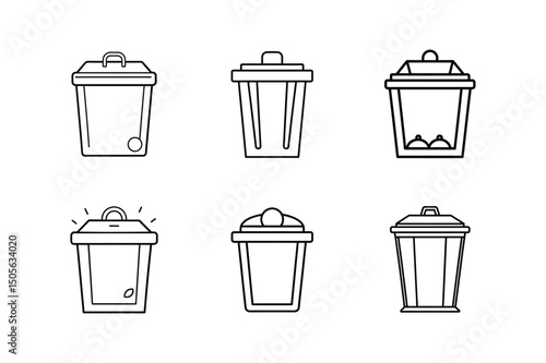 compost bin icon line art vector illustration