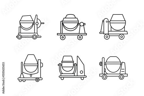 concrete mixer line art vector illustration