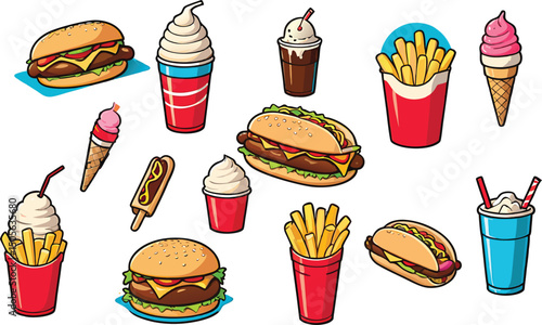 Fast food frenzy delicious burgers fries drinks