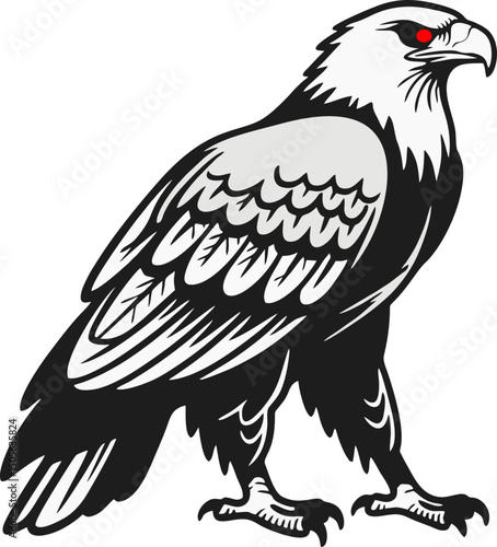illustration of an eagle with fiery red eyes