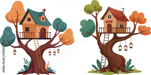 Whimsical Treehouse Illustration