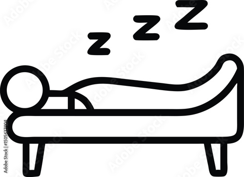 Minimalist black silhouette icon of a person sleeping peaceful and relaxed