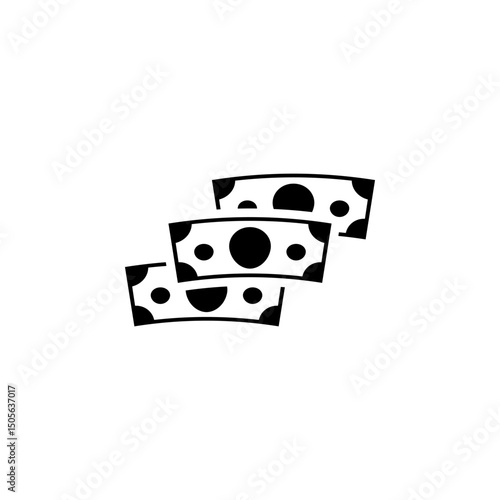 Dollar Pack, Stack Money Cash, Finance Solid Flat Vector Icon Isolated on White Background.