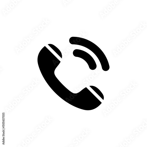 Telephone Receiver Call, Phone Handset Solid Flat Vector Icon Isolated on White Background.