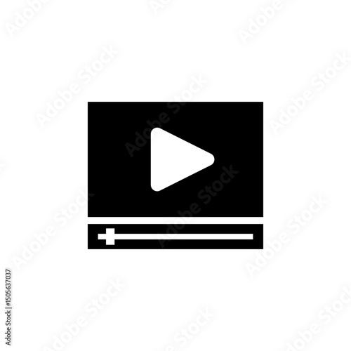 Play TV Channel Program, Television Solid Flat Vector Icon Isolated on White Background.