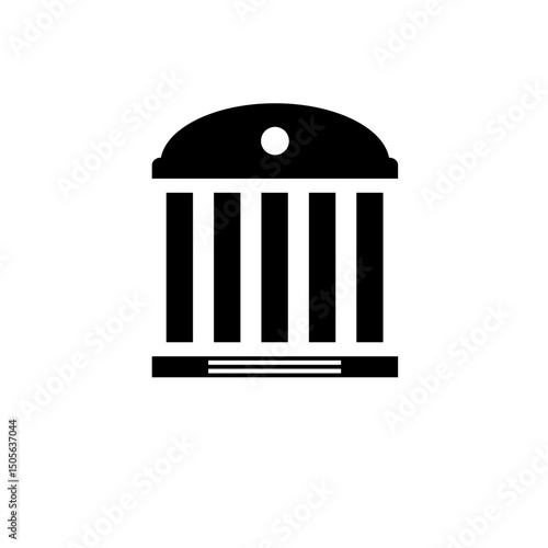 Bank or Court, Museum or Theater Building Solid Flat Vector Icon Isolated on White Background.