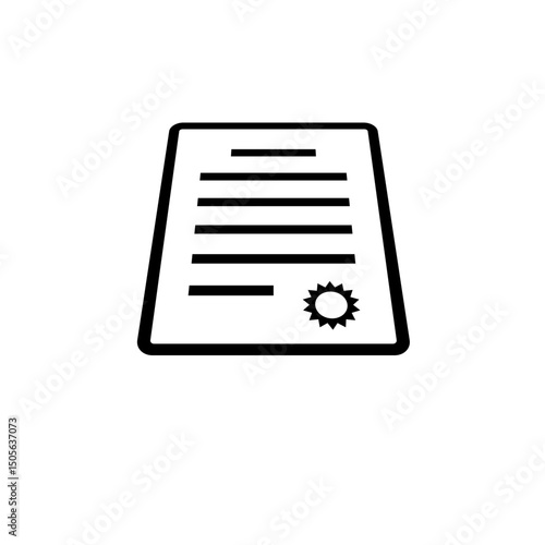Certification Diploma, Qualification Certificate Solid Flat Vector Icon Isolated on White Background.
