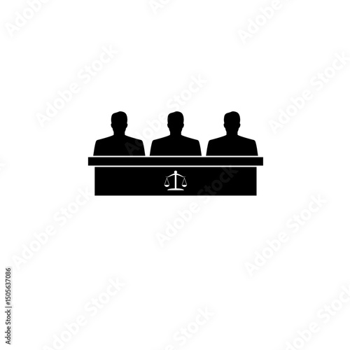 Honorable Jury Group, Committee Jurors Solid Flat Vector Icon Isolated on White Background.