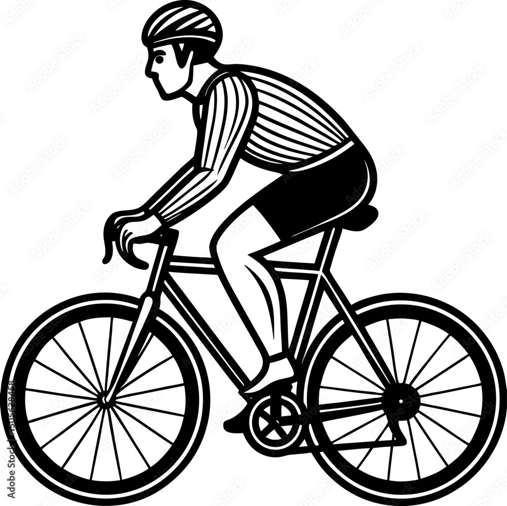 Obraz premium Cyclist Riding a Road Bike – Vector Line Art Illustration