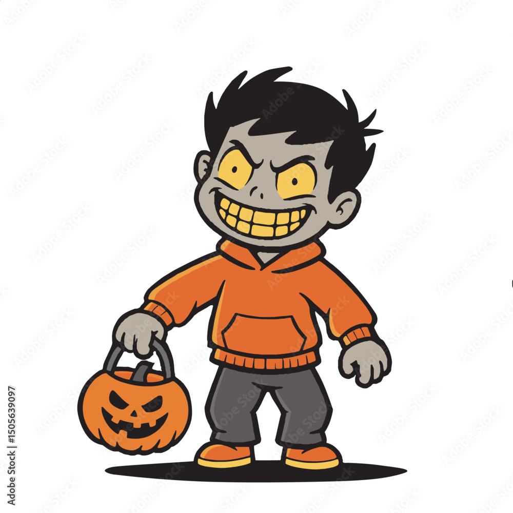 Naklejka premium Halloween zombie character mascot. 