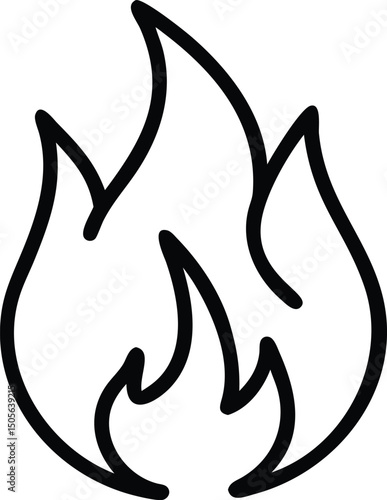 Modern and sleek black silhouette depicting a dynamic burning fire illustration