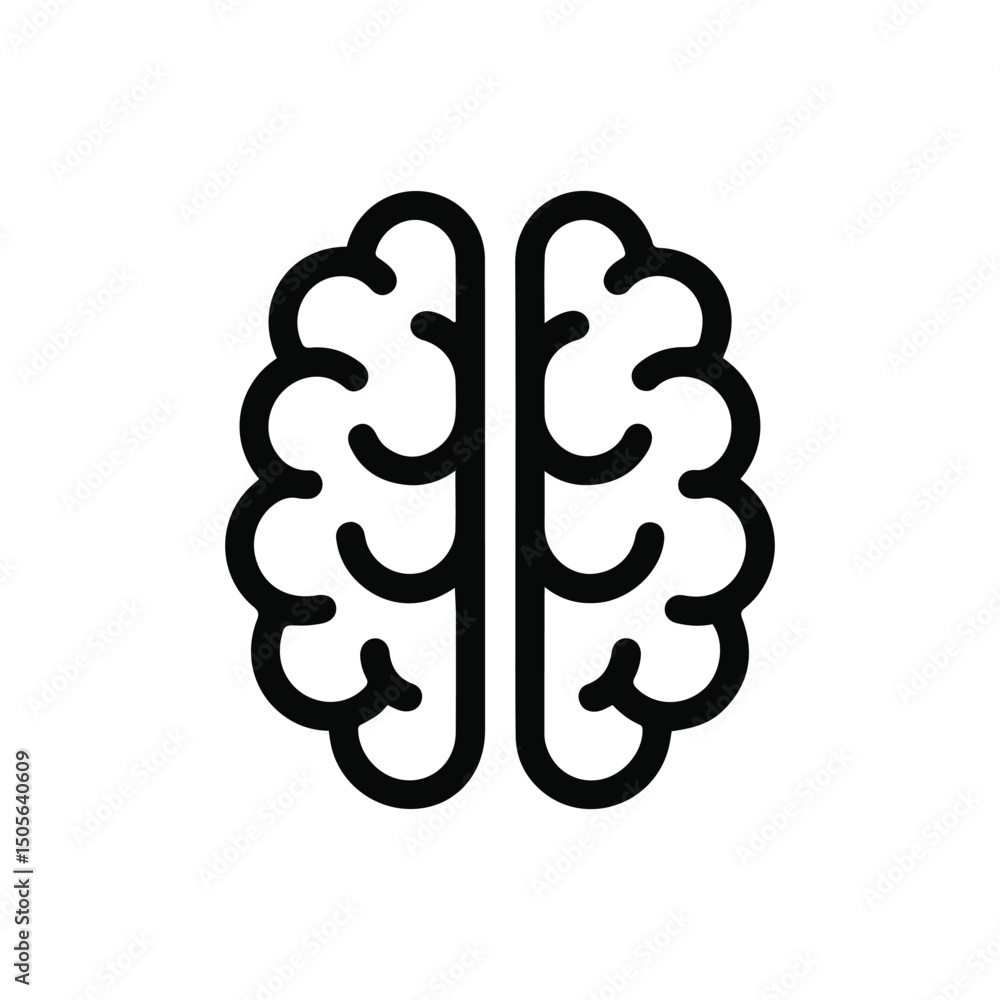 Minimal brain icon symbolizing intelligence, thinking, creativity, mental health, and cognitive science concepts. Minimal brain icon symbolizing intelligence, thinking, creativity, mental health, and cognitive science concepts.
