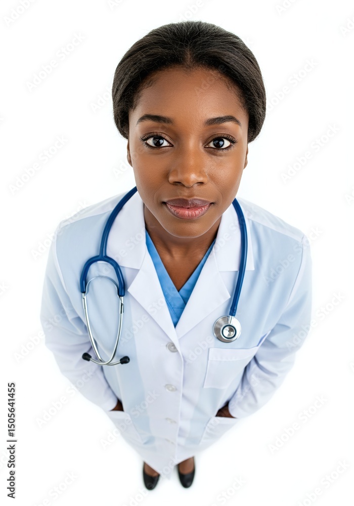 Confident Young African American Doctor High Angle Portrait Confident Young African American Doctor High Angle Portrait