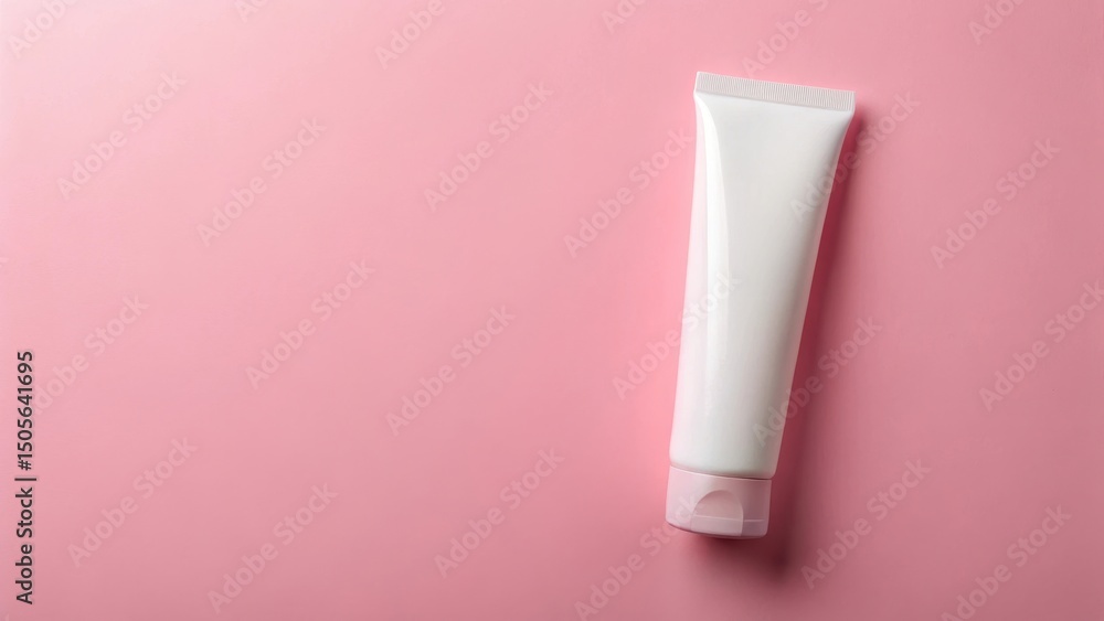 Close-up of toothpaste tube on pink background with creamy paste and label in a modern and minimalist style, decoration Close-up of toothpaste tube on pink background with creamy paste and label in a modern and minimalist style, decoration