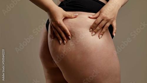 Wallpaper Mural Woman Checking Thigh and Skin Texture in Underwear Torontodigital.ca