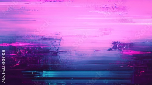 Abstract digital art with vibrant pink and purple hues creating a mystical atmosphere through horizontal brush strokes and light patterns