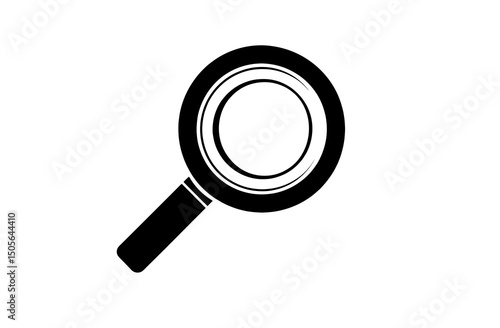 Black And White Magnifying Glass Illustration. minimalist vector icon logo