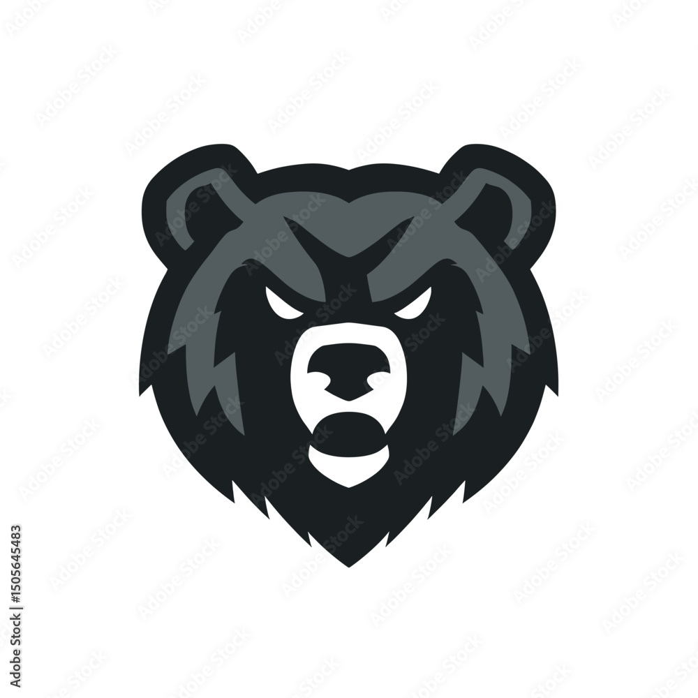 Aggressive Black Bear Head Illustration Graphic. minimalist vector icon logo Aggressive Black Bear Head Illustration Graphic. minimalist vector icon logo