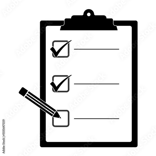 Checklist on Clipboard with Tick Marks and Pencil Task Management and To-Do List Vector Illustration