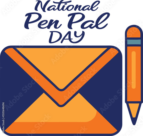 Email icon with pen message and symbols of digital communication celebrating National Pen Pal Day