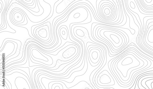 Abstract topography contour map line and modern wavy map line design, digital print terrain lines texture white background.  Ultra wide. Map vector terrain Illustration. 