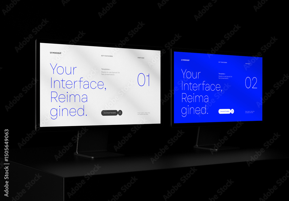 Dual Monitor Mockup – Realistic PSD Template Featuring Two UI Layout ...